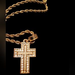Gold chain with diamond cross necklace